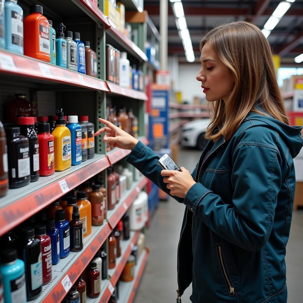 Browsing Car Detailing Supplies in an Auto Parts Store