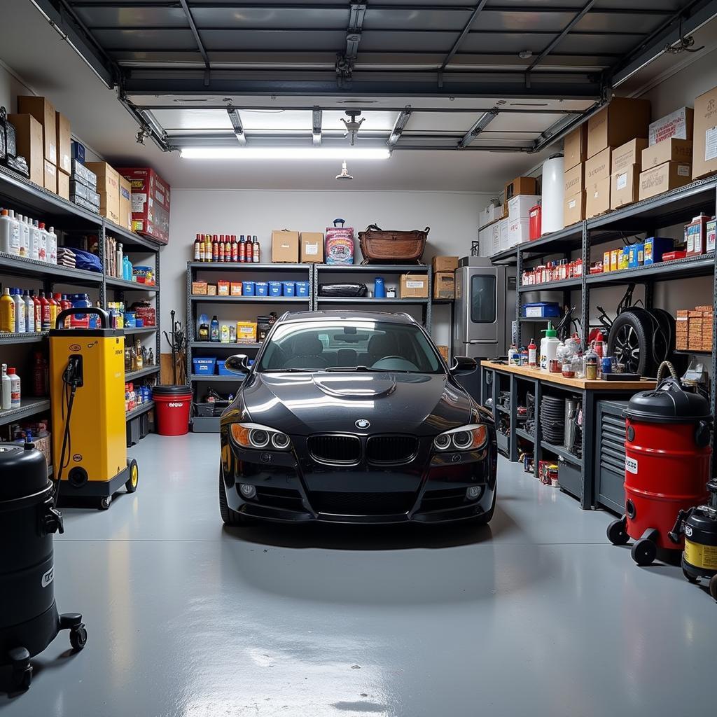 Car Detailing Supplies in Garage