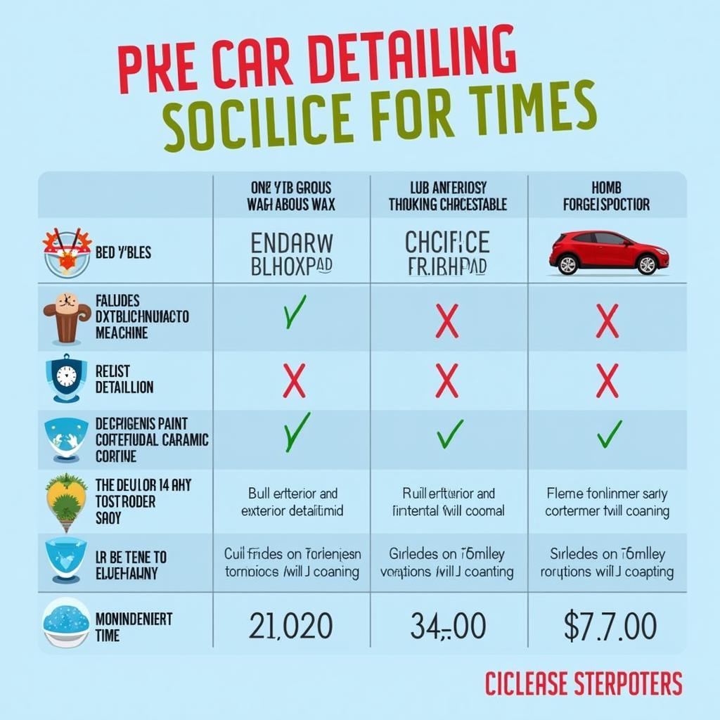 Car Detailing Time Comparison Chart