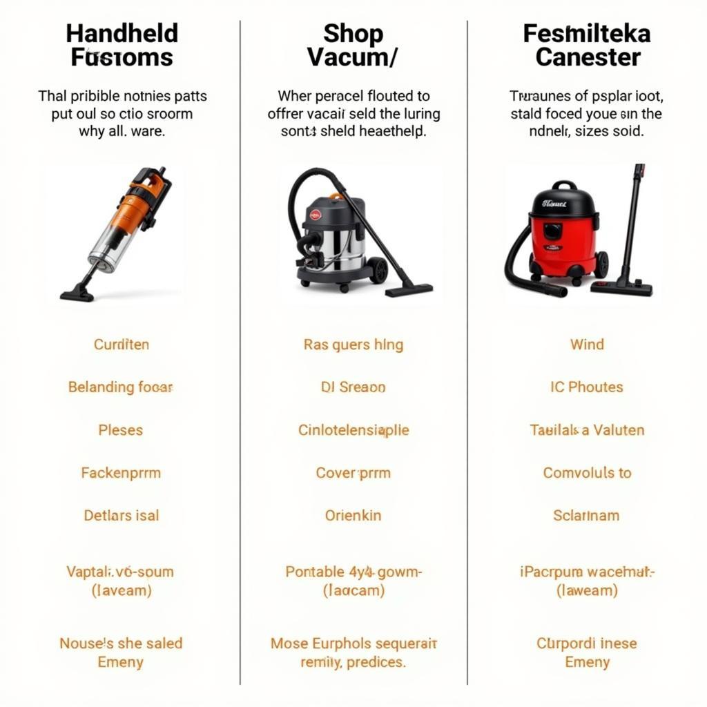 Different types of car detailing vacuums