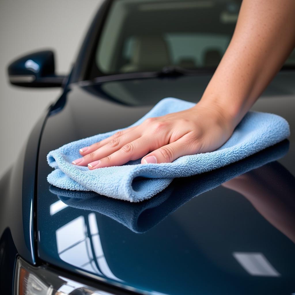 Wiping Car with Microfiber Cloth after Applying Quick Detailer