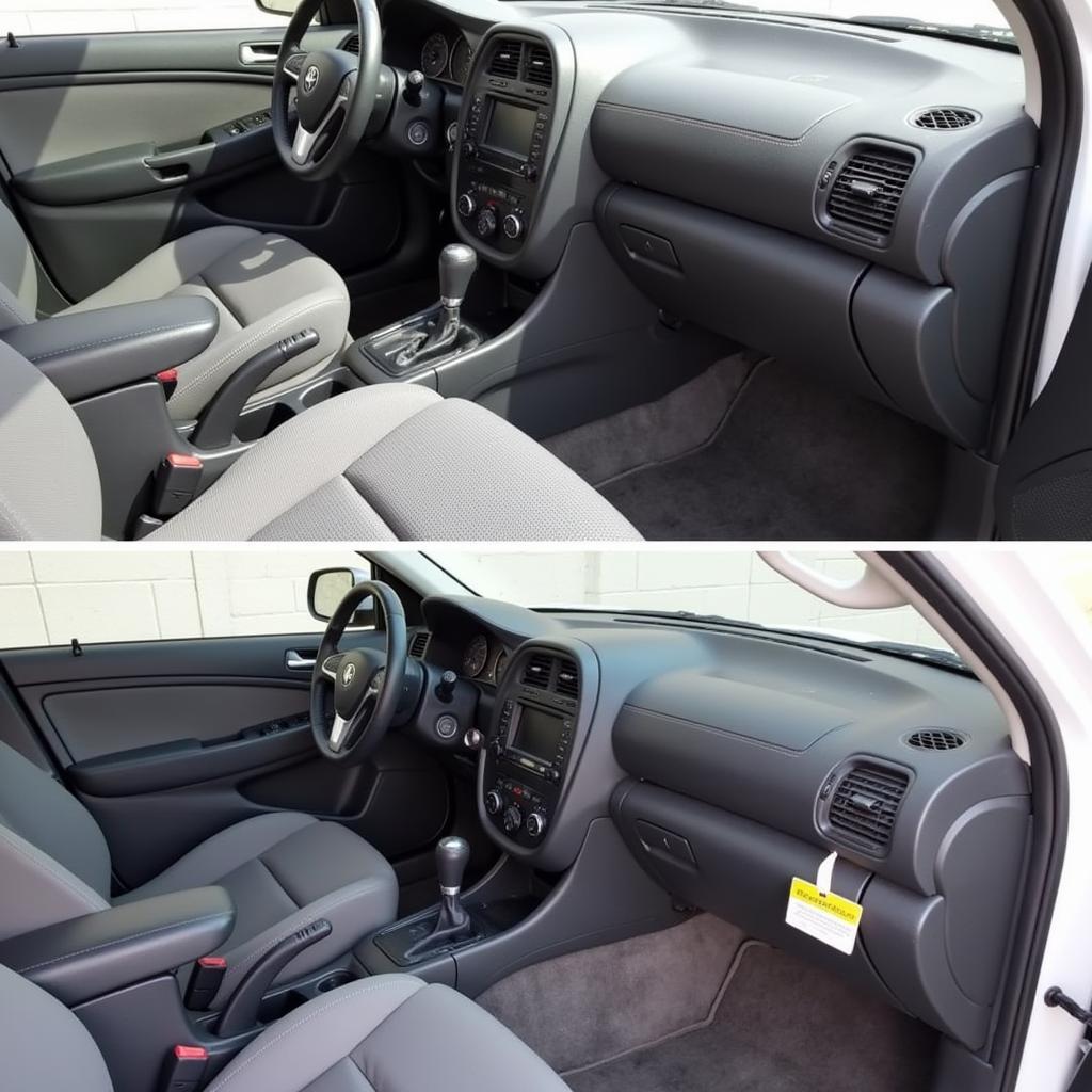 Spotless Car Interior After Detailing:  A pristine car interior after a professional detailing service, showcasing clean carpets and upholstery.