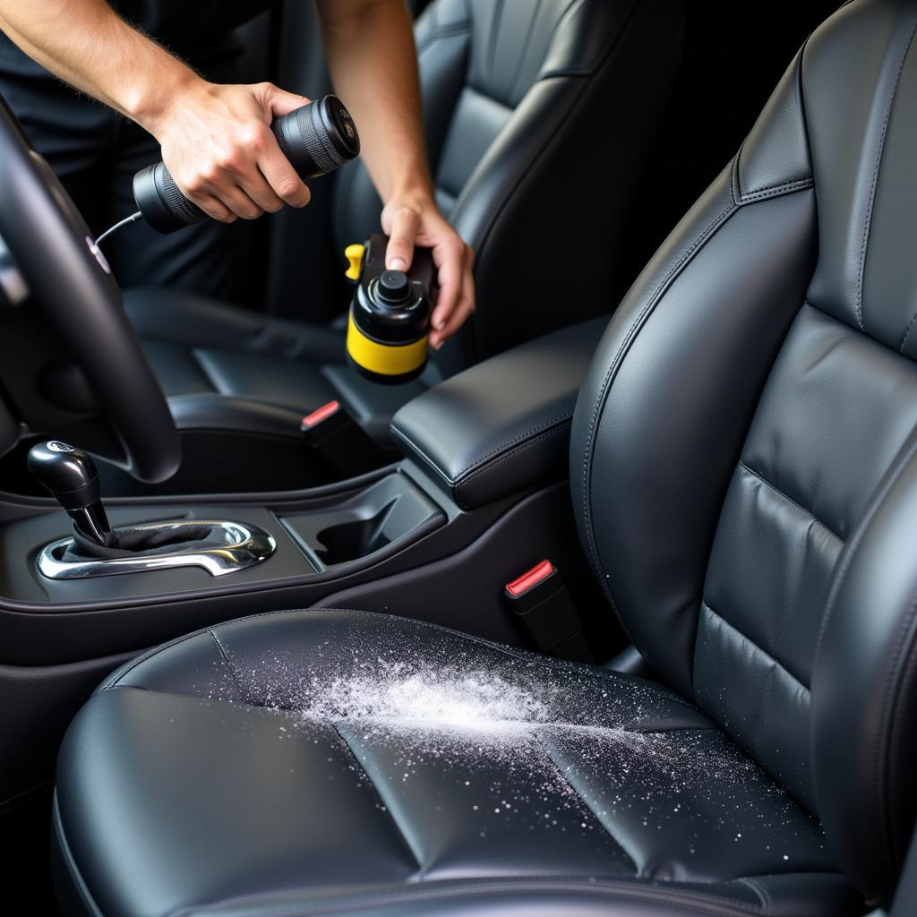 Detailing the interior of a car