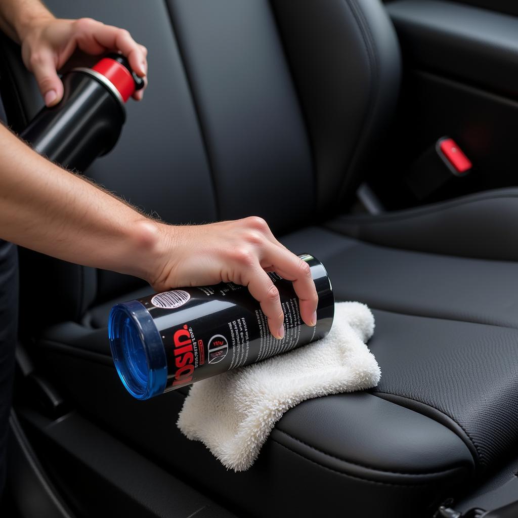 Car interior detailing cleaning process in action