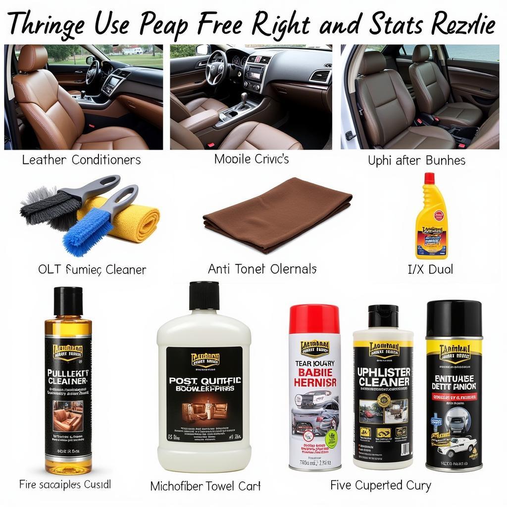 Car interior detailing cleaning products selection