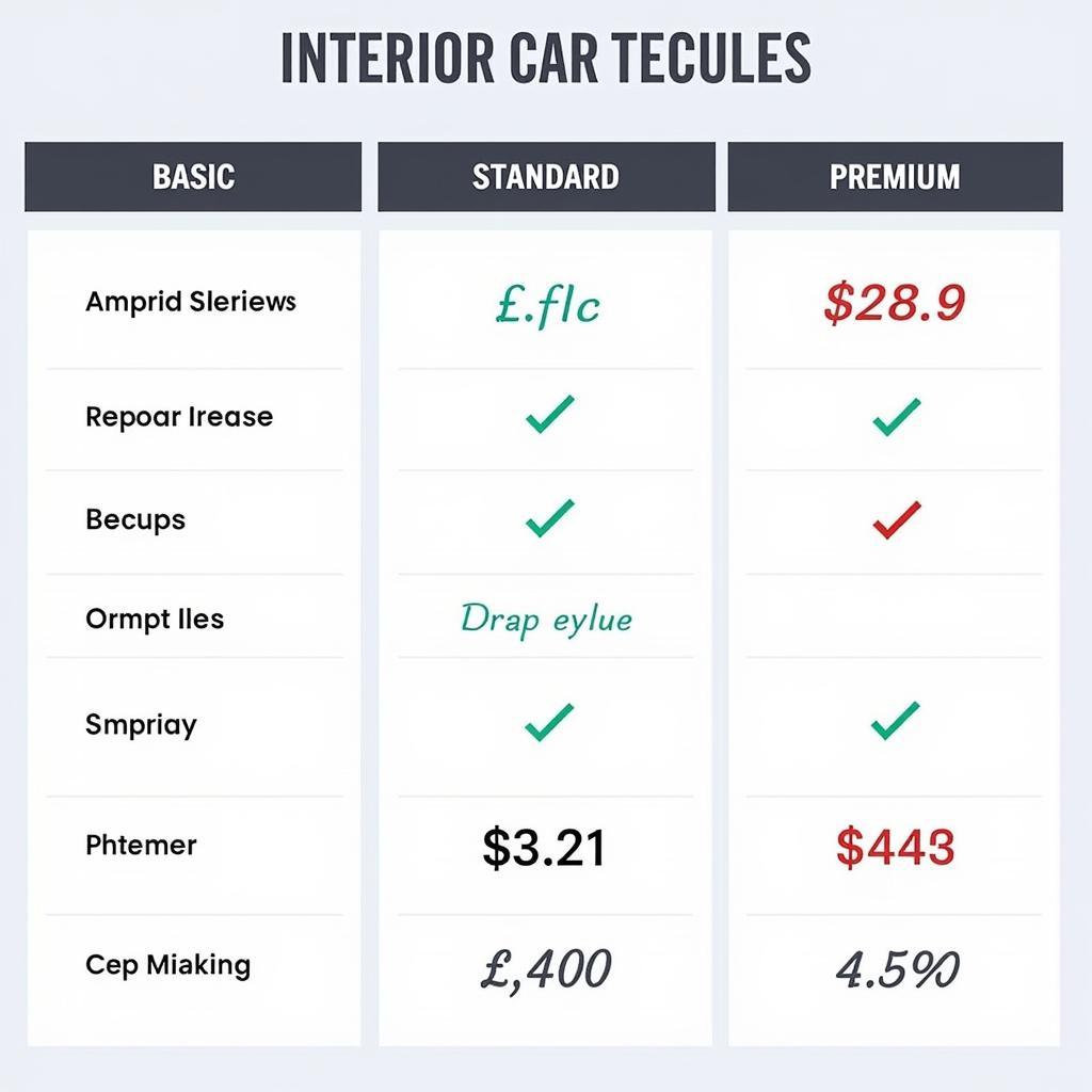 Car Interior Detailing Cost Comparison: Basic, Standard and Premium Packages