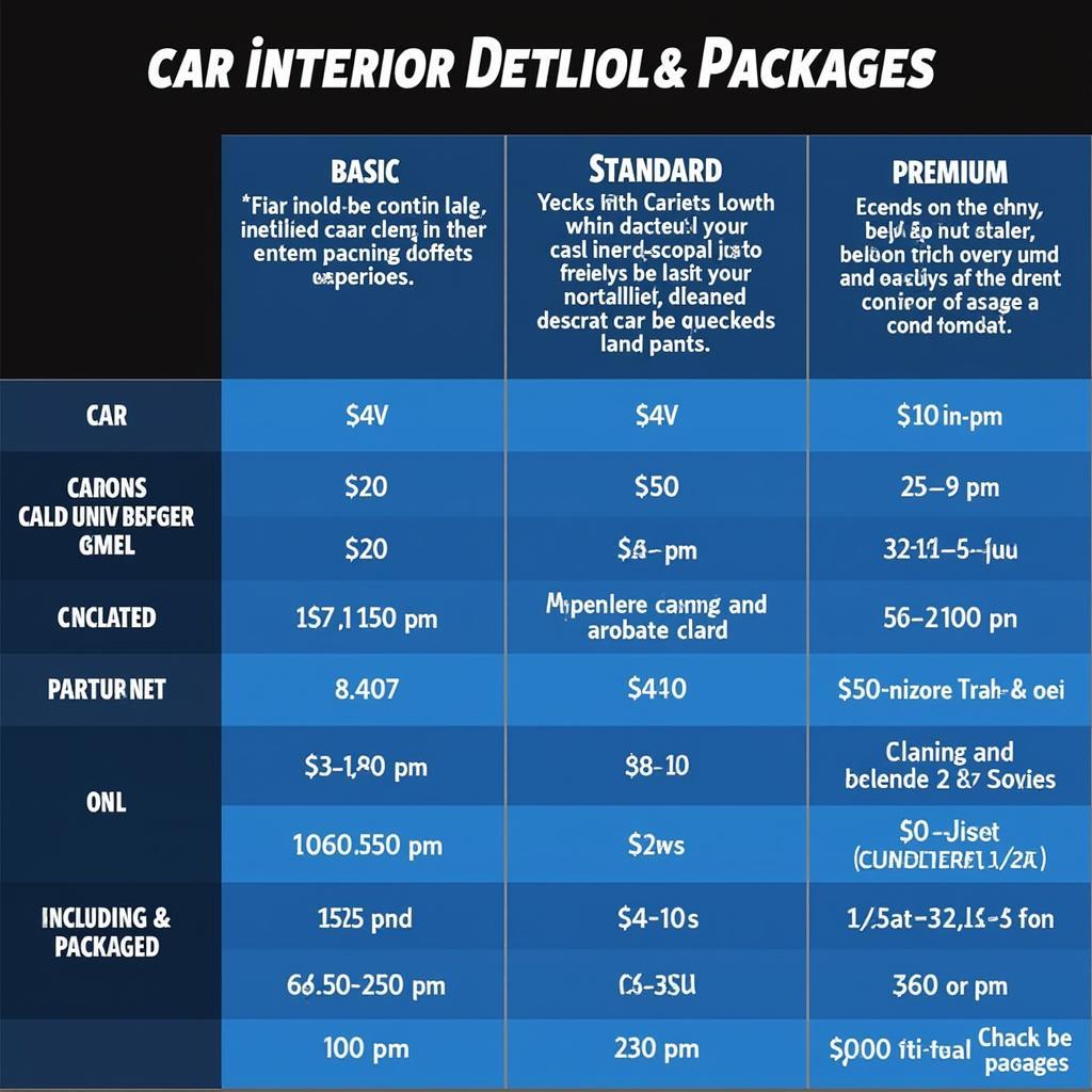 Car interior detailing packages comparison