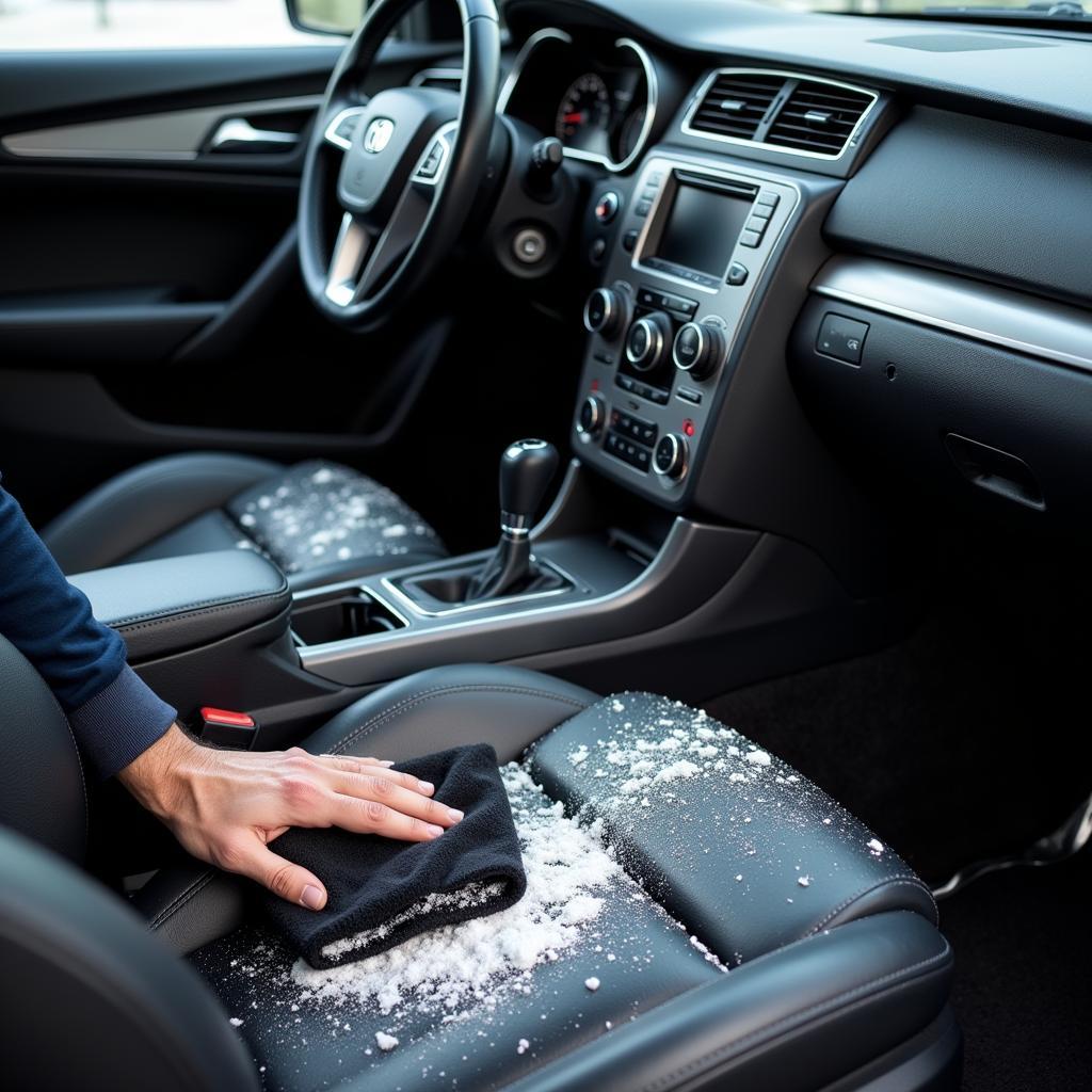 Car interior detailing during winter