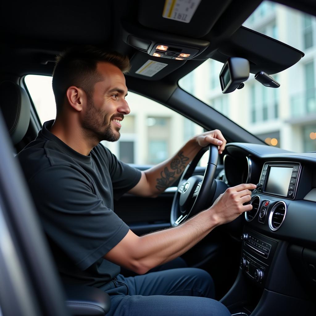 Car Owner Inspecting Detailed Interior