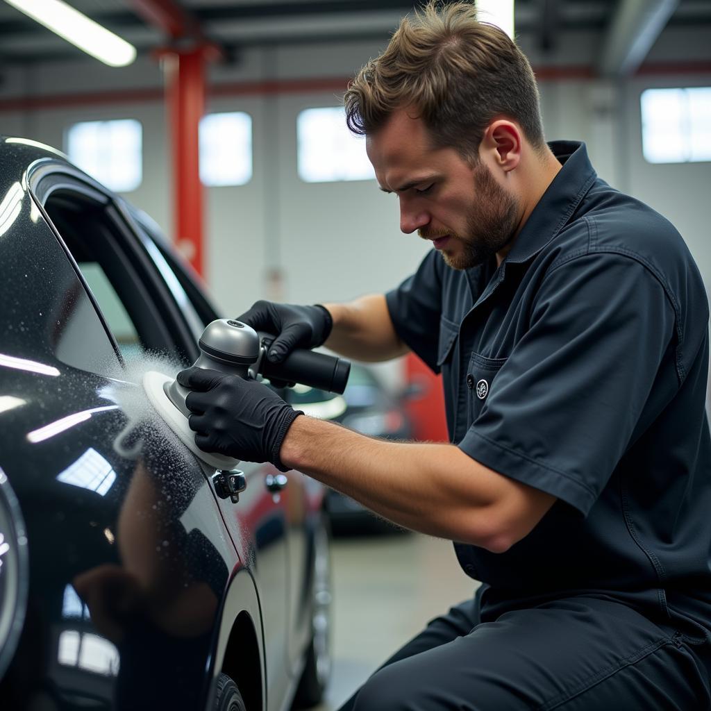 Car Detailing Professional Polishing a Car