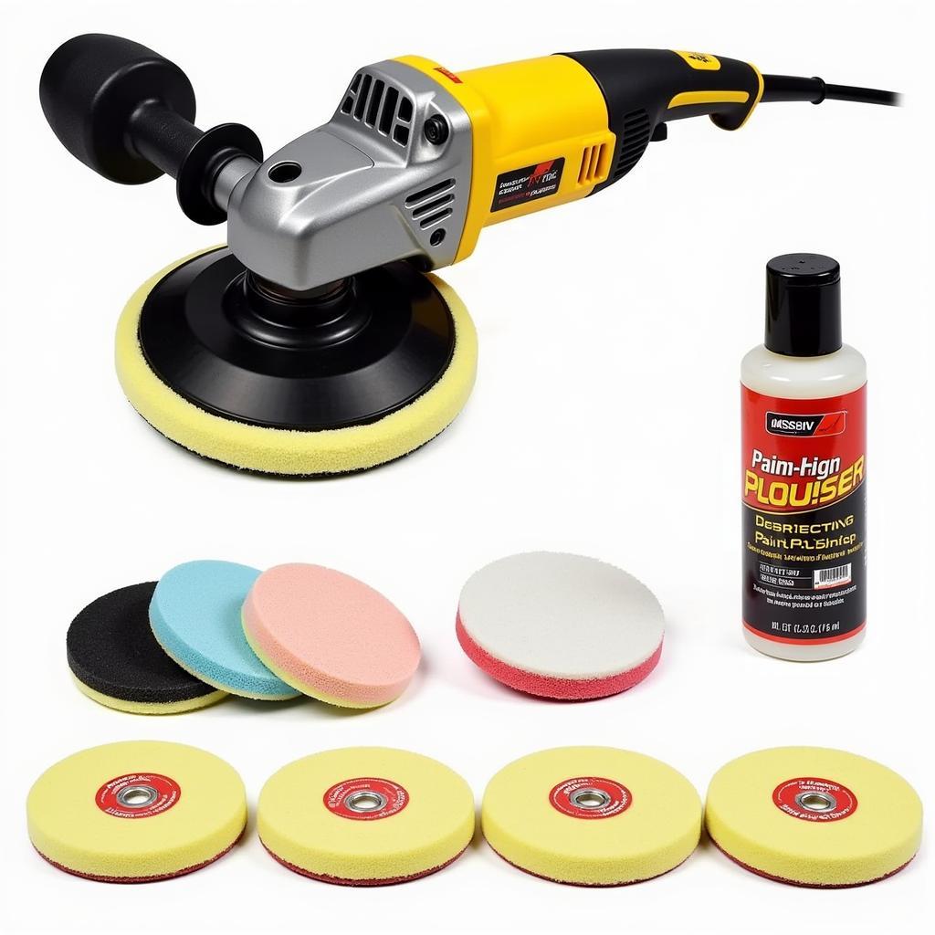 Car polishing kit with dual action polisher and pads