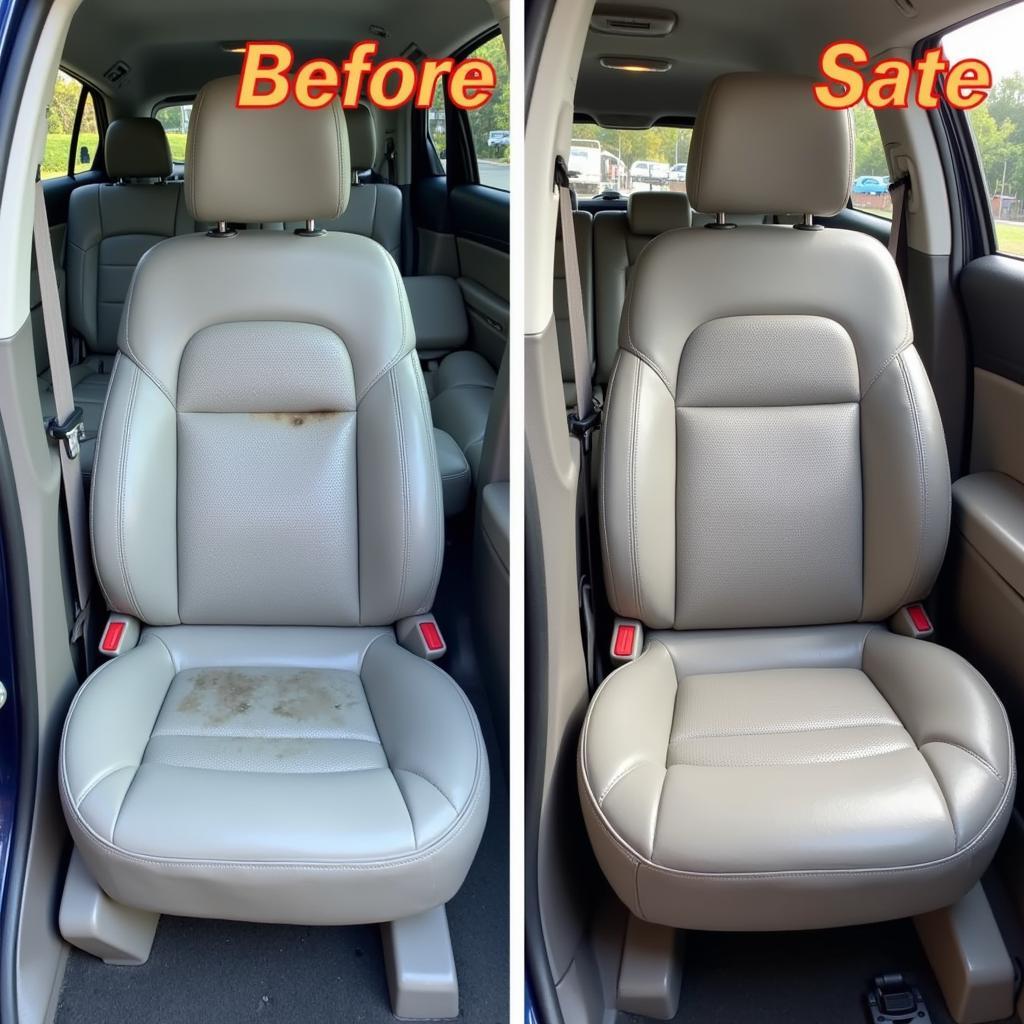 Using a steamer to detail a car seat