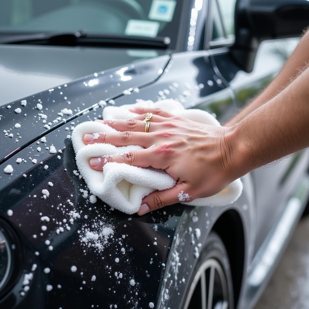 Applying Car Shampoo During Detailing