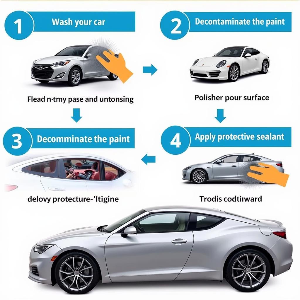 Car Shine Detailing Process: Wash, Decontamination, Polish, Protect