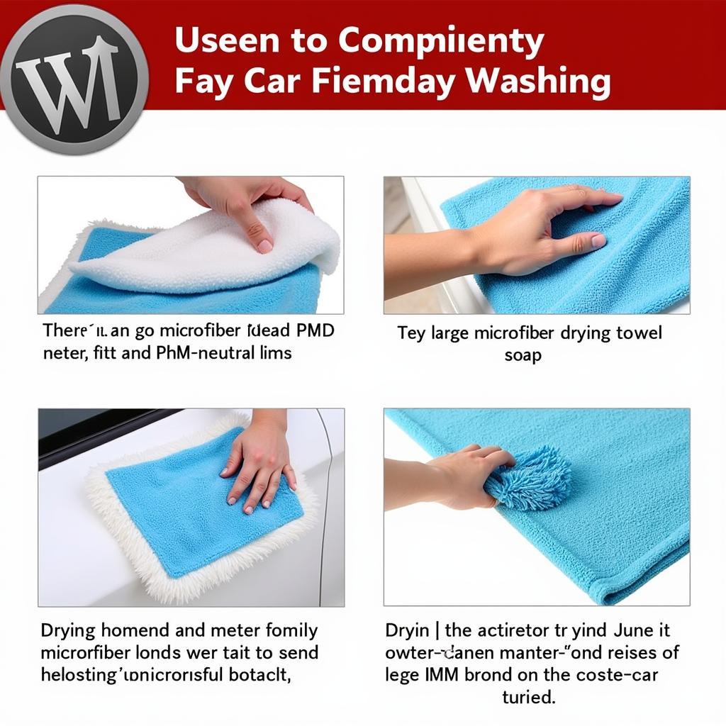 Car Wash and Drying Process with Microfiber Mitt and Drying Towel