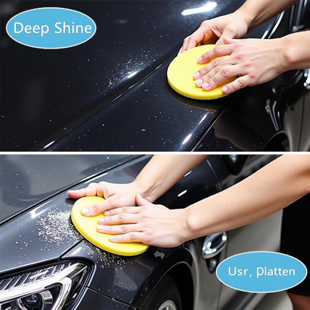 Applying car wax for protection and shine