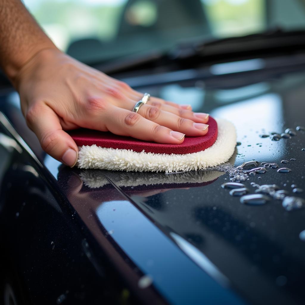 Applying wax to a car's exterior