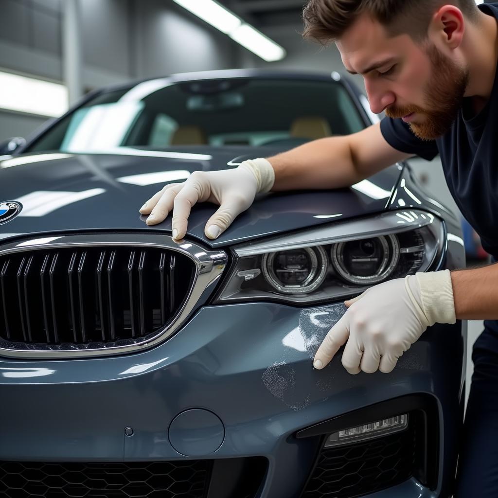 Applying ceramic coating on a BMW in the UK