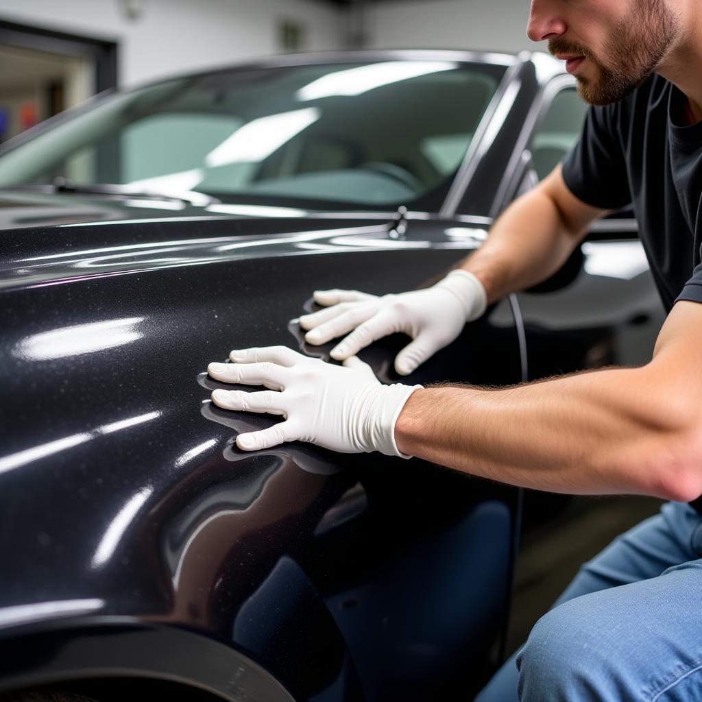 Applying Ceramic Coating on a Car in Lancaster, PA