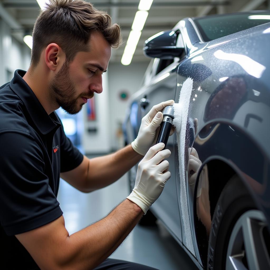 Certified Car Detailer at Work