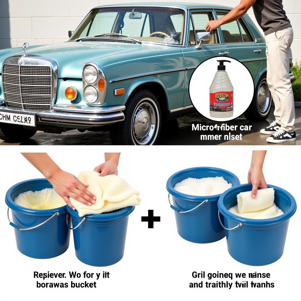 Classic Car Wash Setup with Proper Tools and Equipment