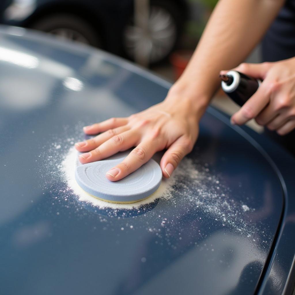 Applying Clay Bar to Car Paint