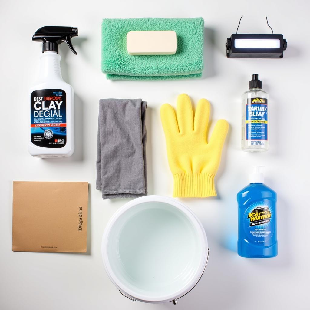 Essential clay bar car detailing supplies.