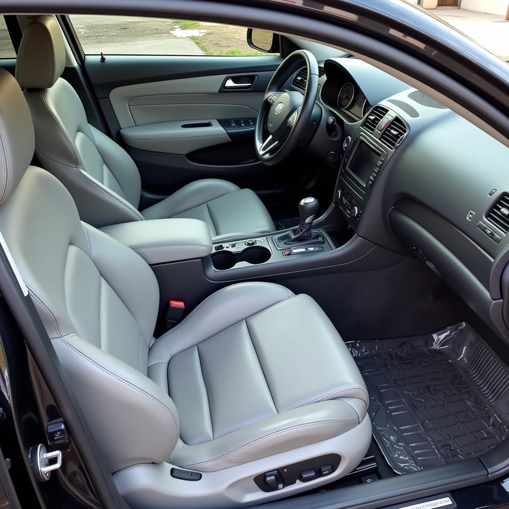 Spotless car interior with leather seats