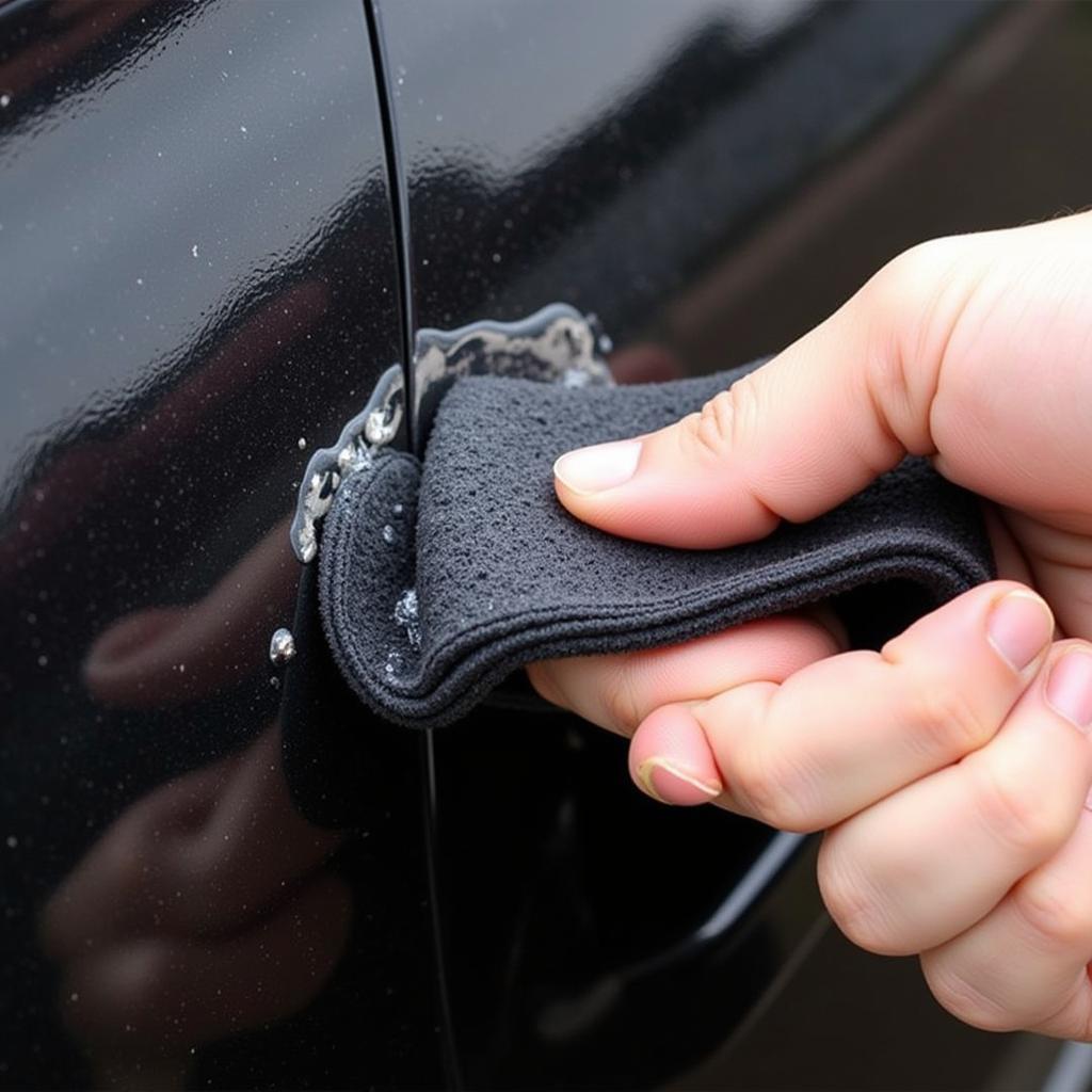 Cleaning Black Car Trim with Dedicated Cleaner