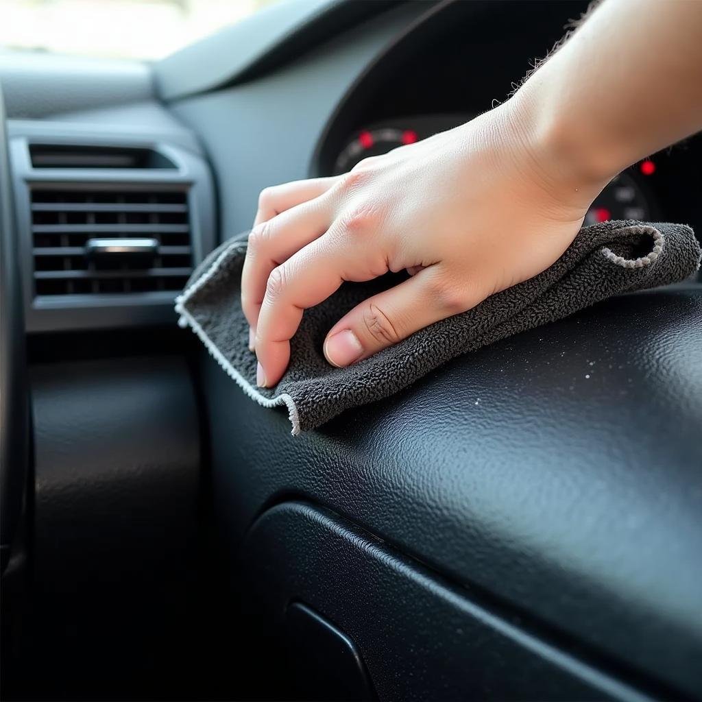 Meticulously Cleaning a Car's Dashboard and Interior Surfaces