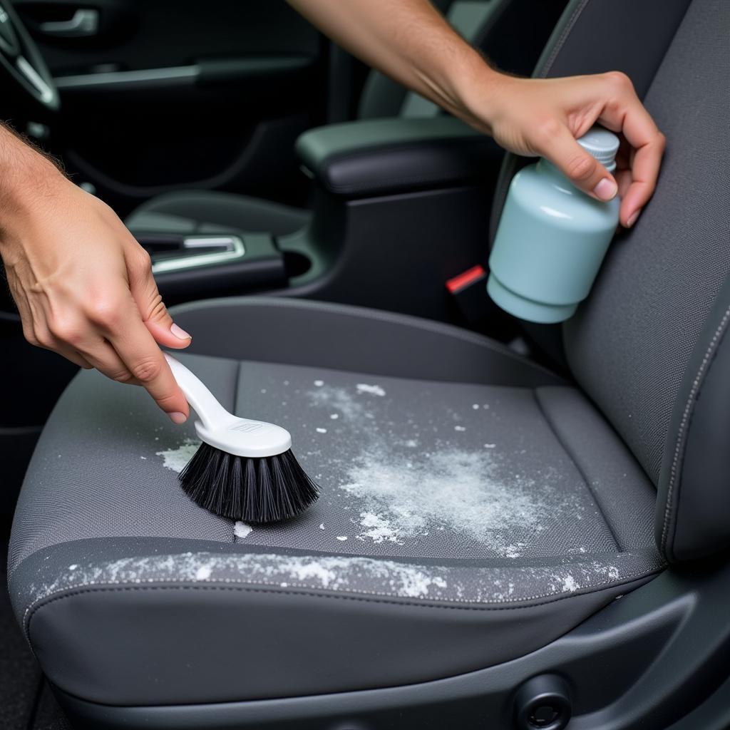 Cleaning car interior upholstery