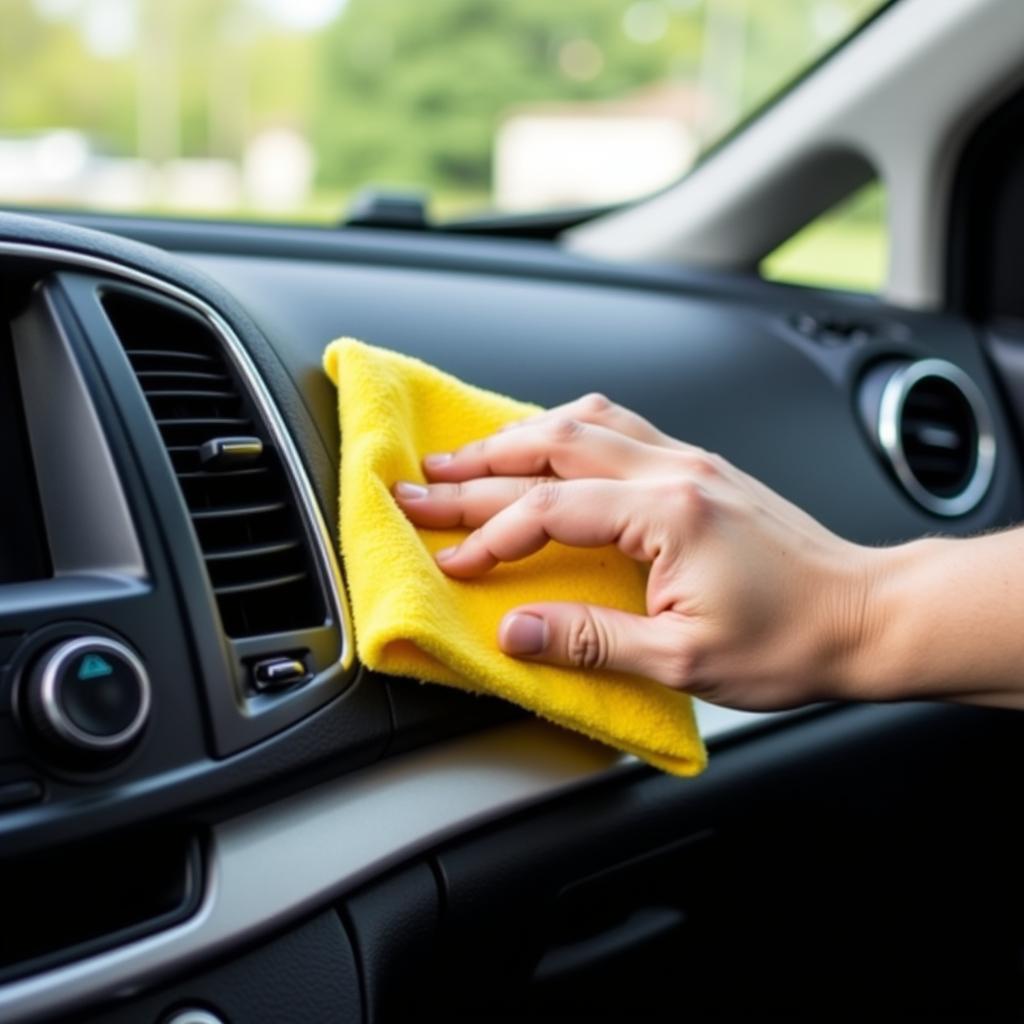 Cleaning a Car Interior with Microfiber Cloth