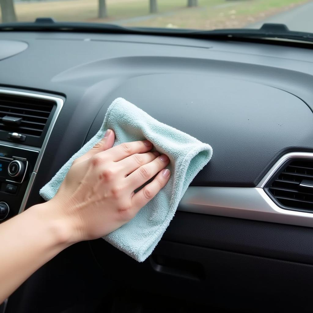 Cleaning Car Interior with Microfiber Cloth