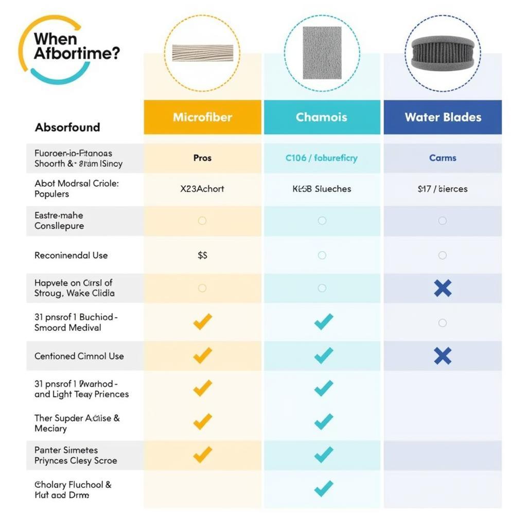 Comparison of different absorbent materials