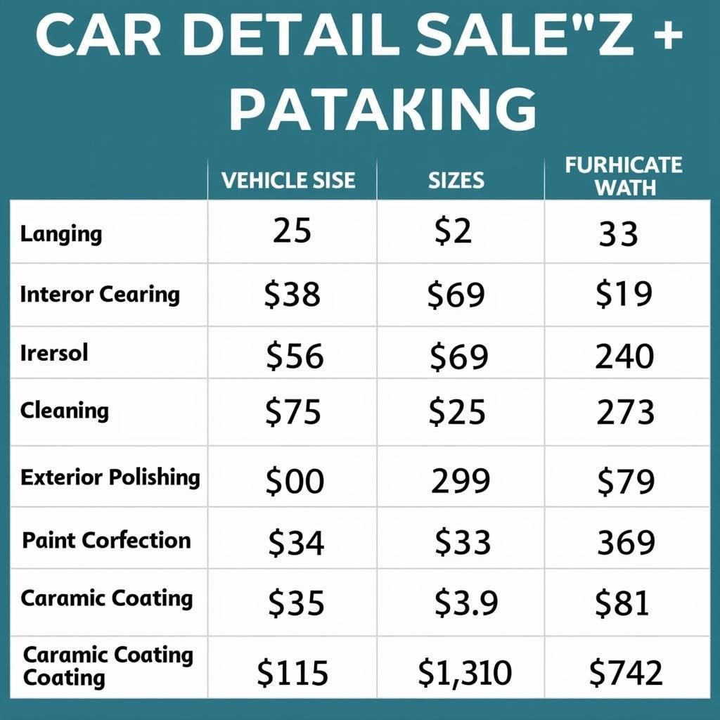 Car Detailing Packages Comparison Table