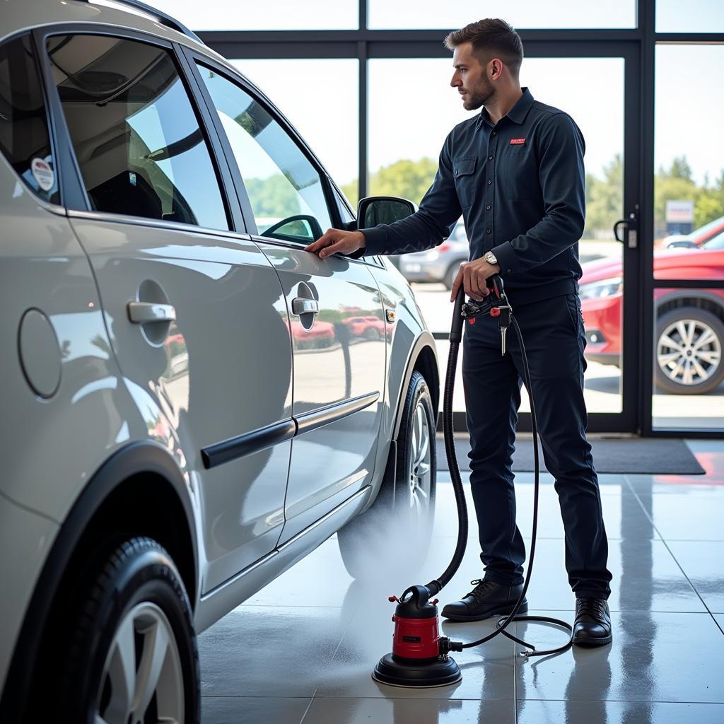 Dealership Detailing Tools in Use