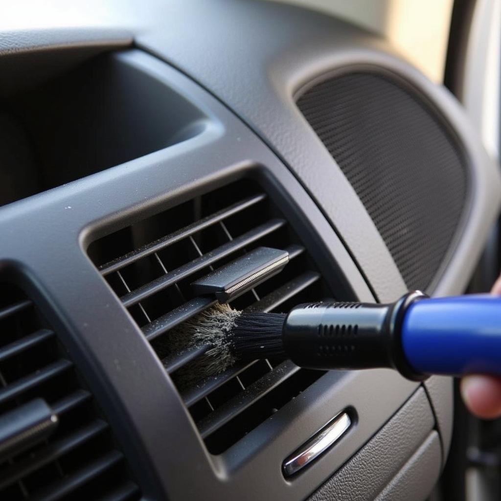 Detailing Car Air Vents with a Brush