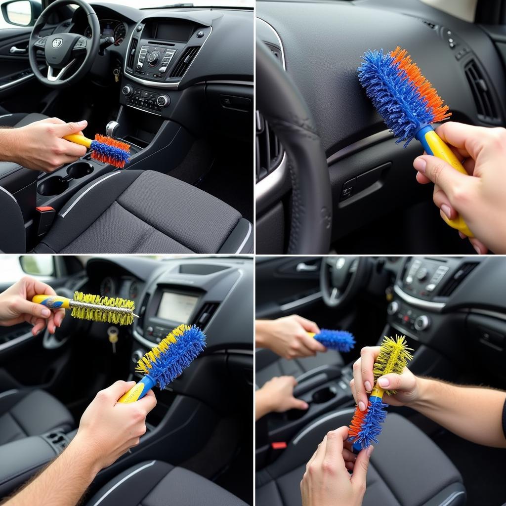 Drill Brushes Cleaning Car Interior