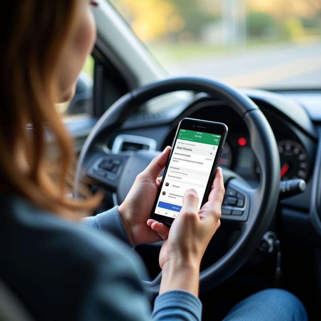 Driver Showing Insurance Information on Phone