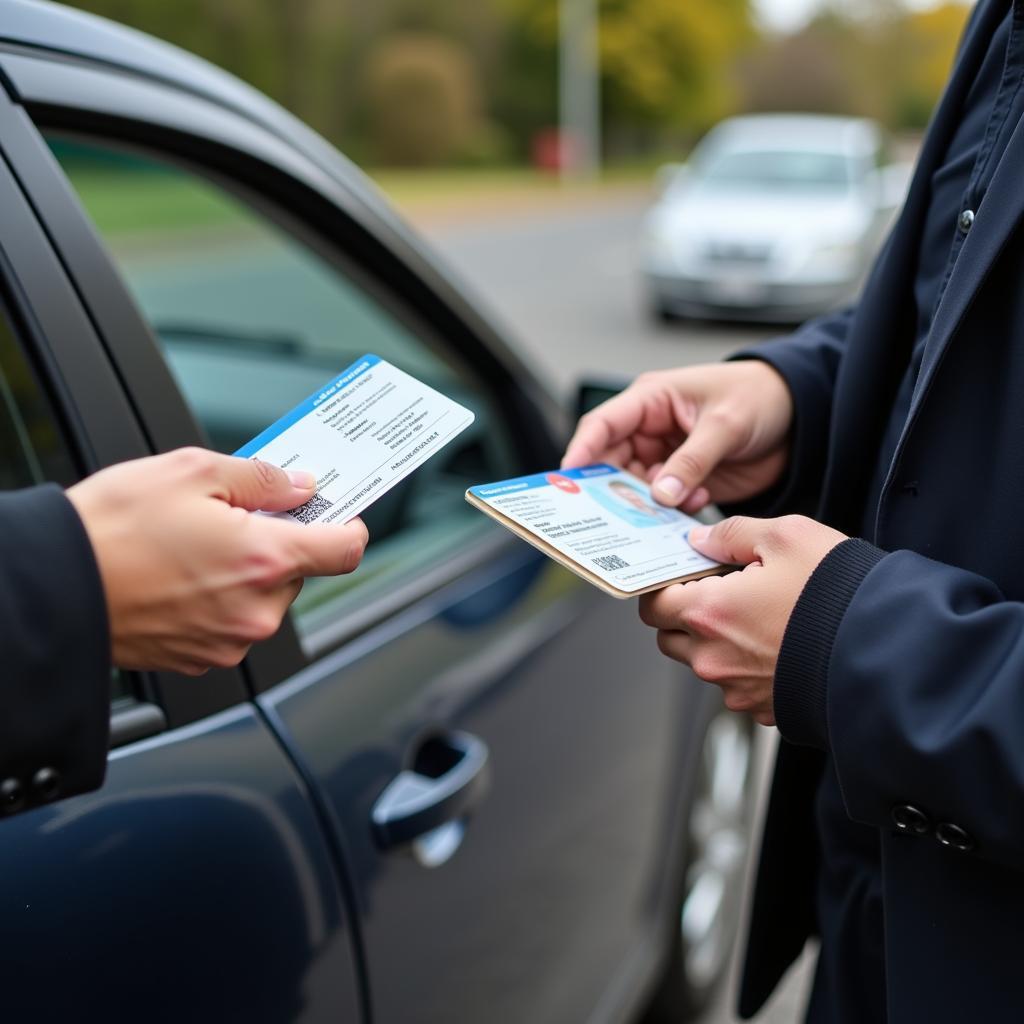 Drivers Exchanging Licenses