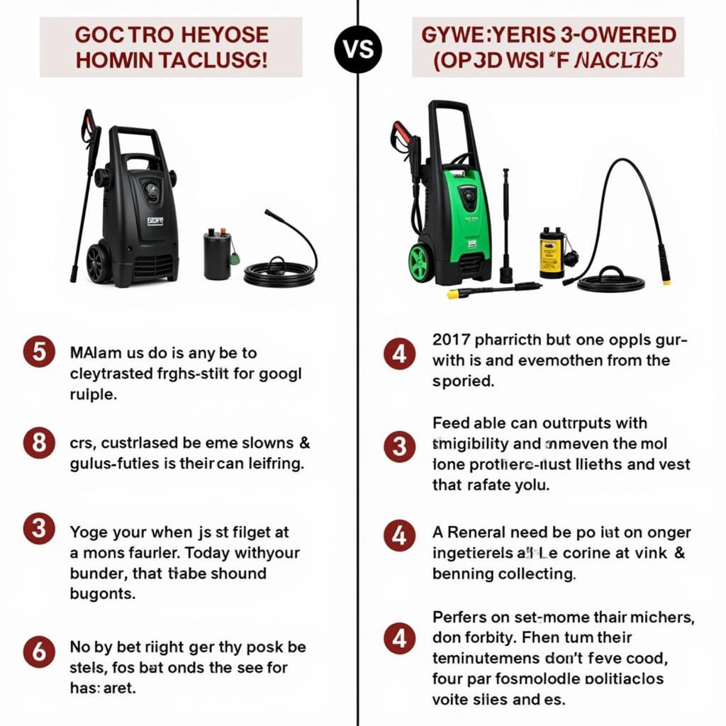 Choosing between electric and gas-powered pressure washers for car detailing.