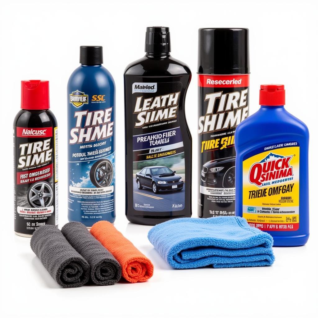 Various car care products for maintaining a detailed car