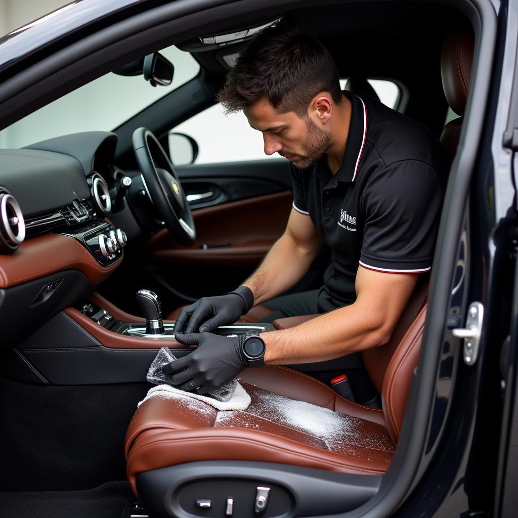 Expert Italian Car Detailer at Work