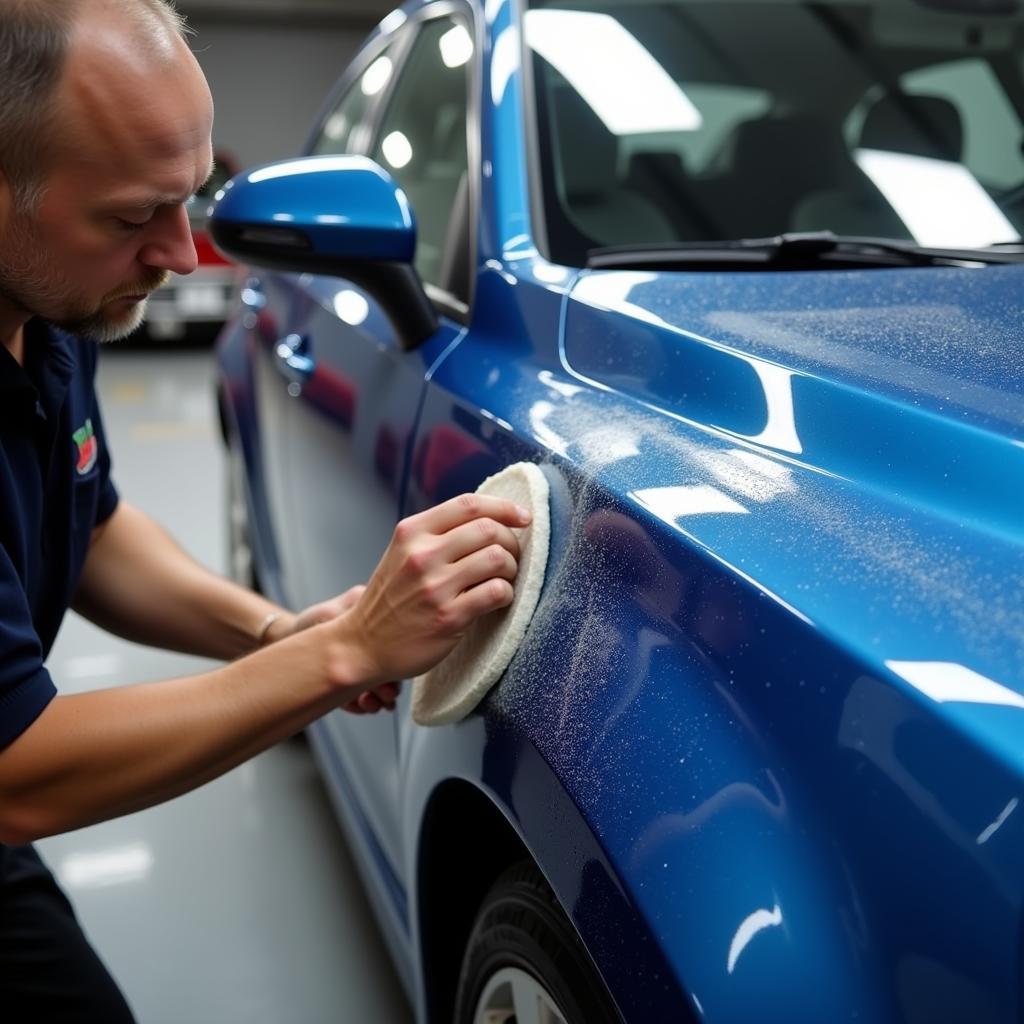 Exterior car detailing in progress