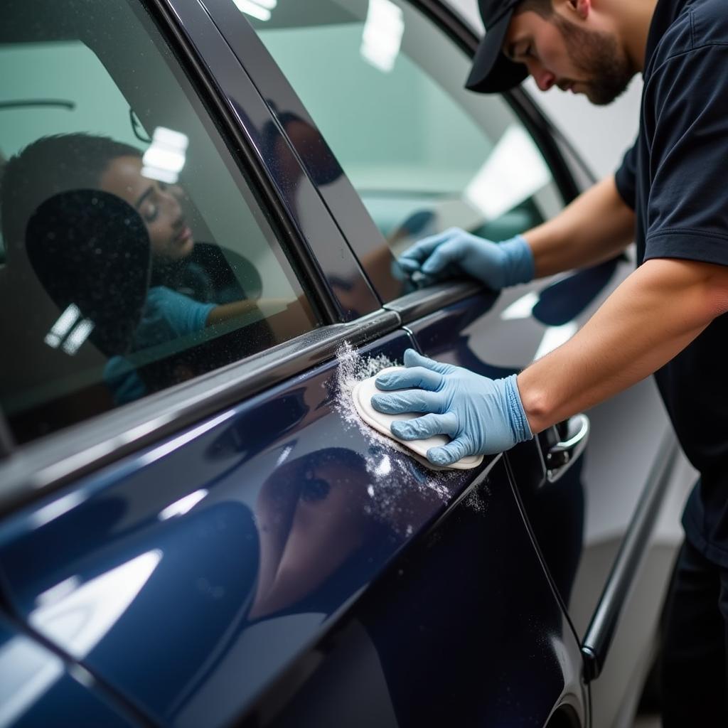 Geelong Car Detailer Applying Wax