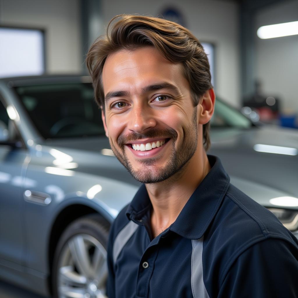 A Happy Car Detailer Smiling