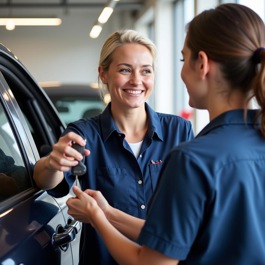 Happy Car Owner Receiving Keys to Their Detailed Car