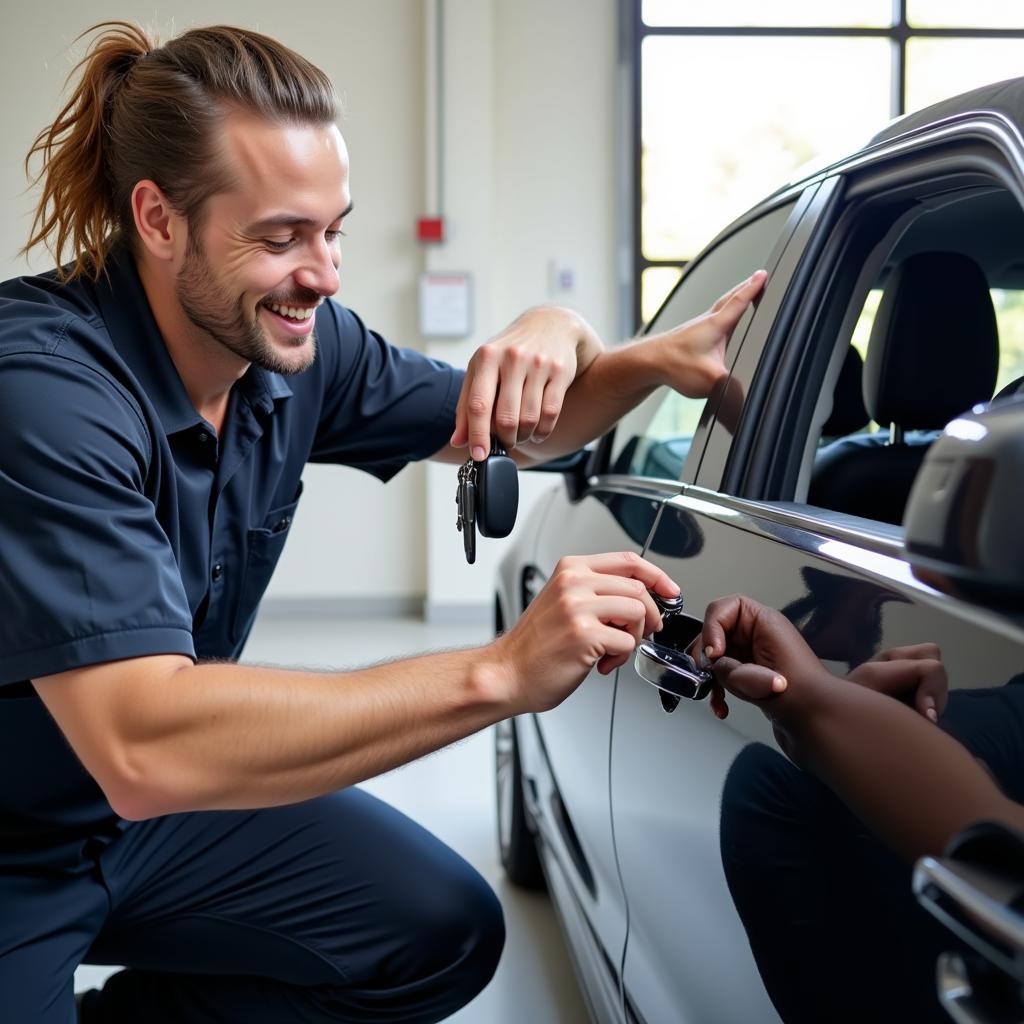 Happy Customer Receiving Car Keys