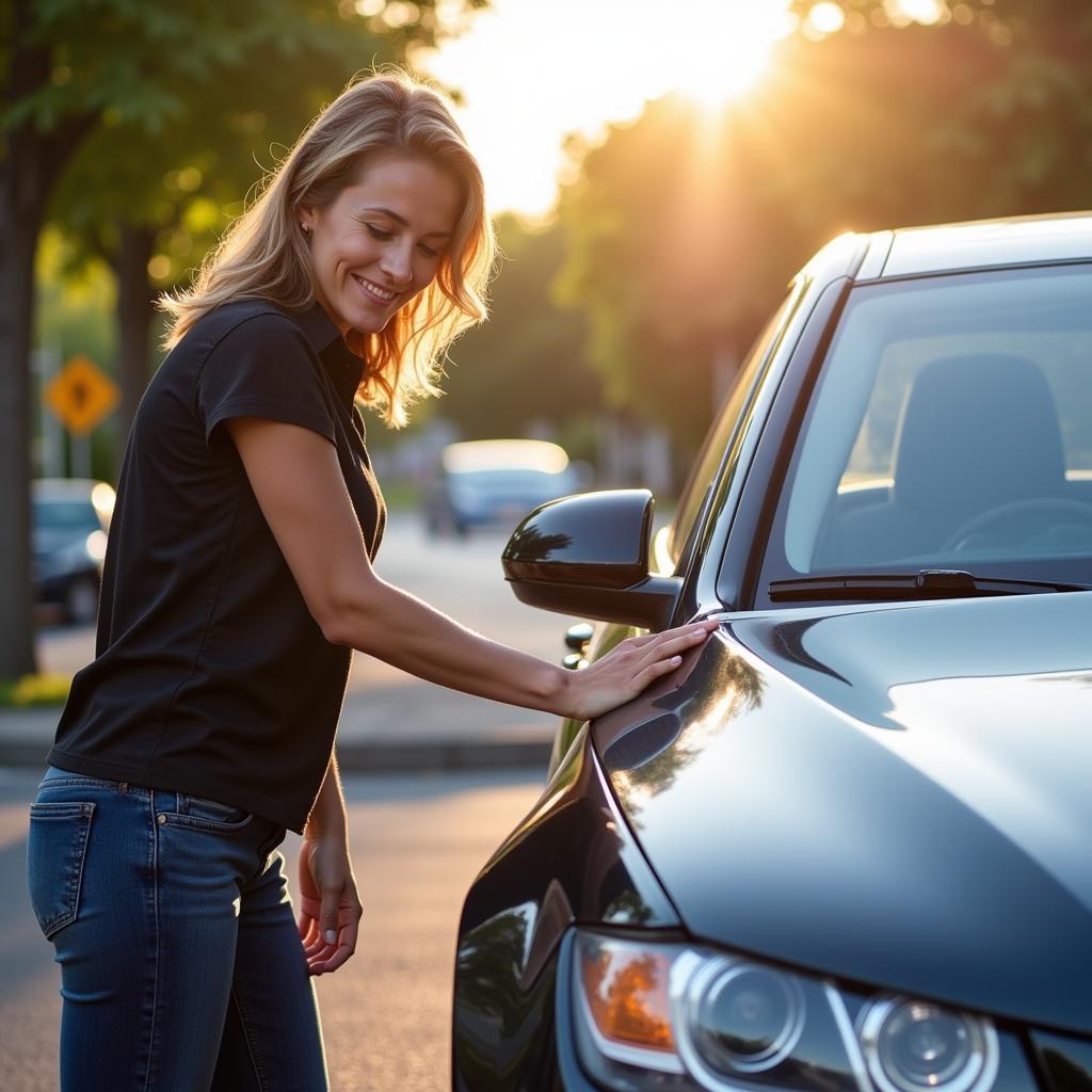 Satisfied Customer with a Sparkling Clean Car