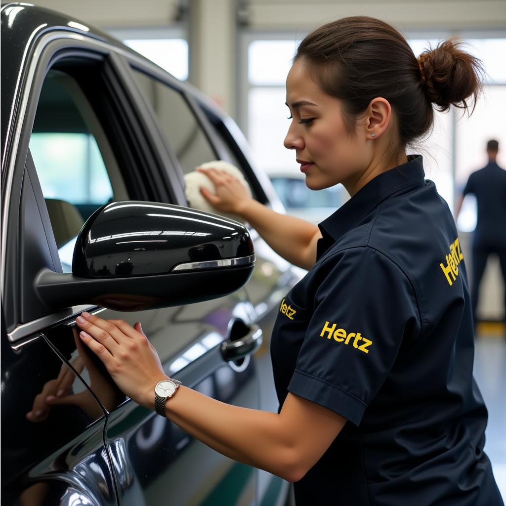 Hertz Car Detailer at Work